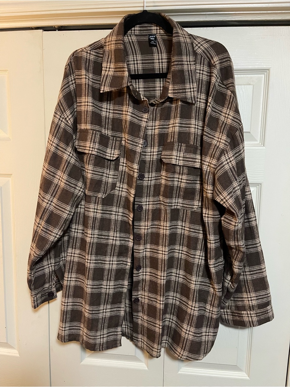 SHEIN Brown Plaid Button-Down Shirt